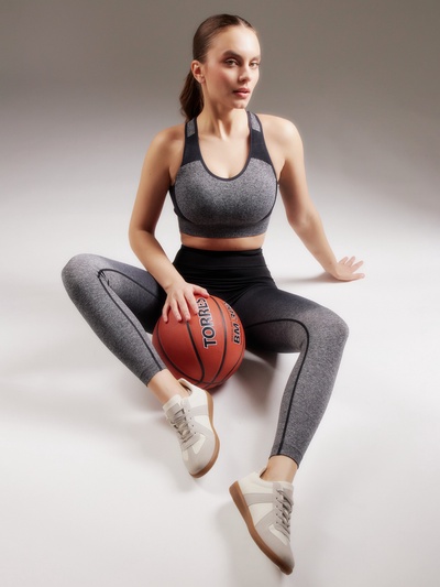 Легинсы спортивные женские MINAKU: SPORTLY, чёрные, размер 46 (L)