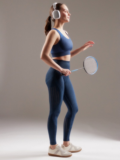 Легинсы спортивные женские MINAKU: SPORTLY, синие, размер 42 (S)