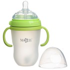 Бутылочка для кормления M&B, широкое горло Ø70 мм, от 6 мес, 250 мл, с ручками, силиконовая колба, зеленый - Фото 2