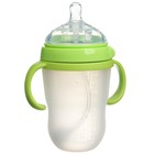 Бутылочка для кормления M&B, широкое горло Ø70 мм, от 6 мес, 250 мл, с ручками, силиконовая колба, зеленый - Фото 4