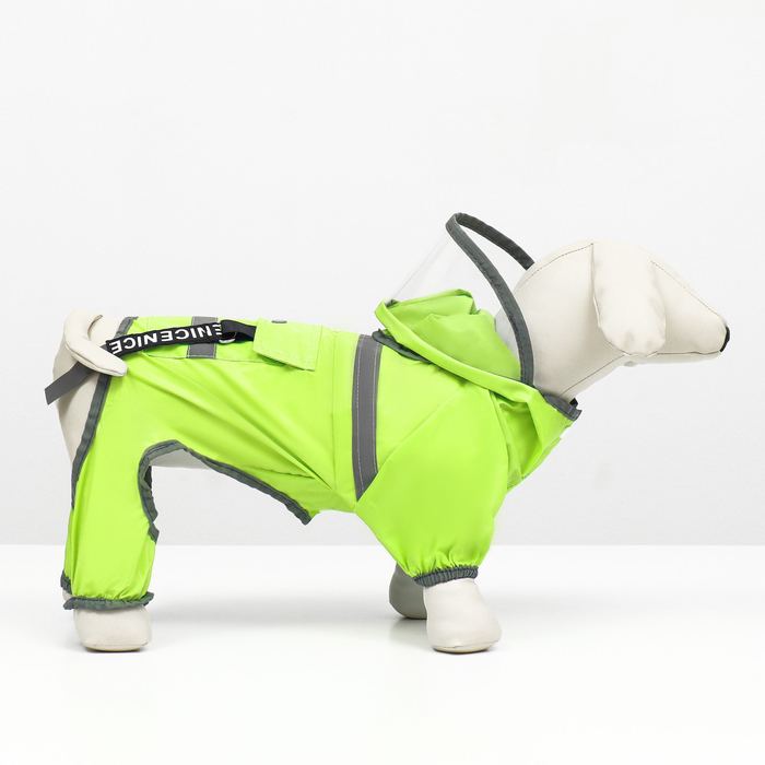 Комбинезон для собак, демисезонный с козырьком, размер М (ДС 32, Ог 45, ОШ 35 см), зелёный