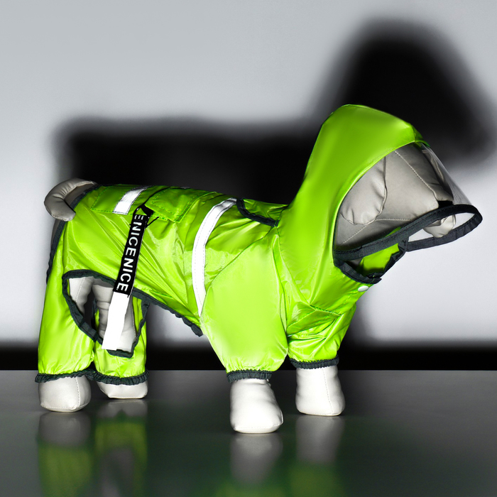 Комбинезон для собак, демисезонный с козырьком, размер  L (ДС 36, Ог 51, ОШ 40 см), зелёный   985440