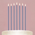 Свечи для торта незадуваемые, голубые, 16,8 х 0,2 см., 24 шт. - фото 9644722