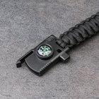 Браслет для выживания 5в1 (паракорд, нож, свисток, компас, огниво), черный - фото 9644764