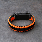 Браслет для выживания 4в1 (паракорд, компас,свисток,огниво), черно-оранжевый - фото 9644773