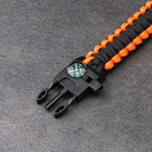 Браслет для выживания 4в1 (паракорд, компас,свисток,огниво), черно-оранжевый - фото 9644774