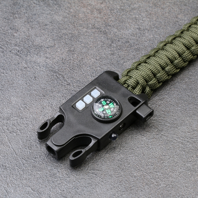 Браслет для выживания 5в1 (паракорд - 3 м, компас,свисток,огниво, фонарь), олива