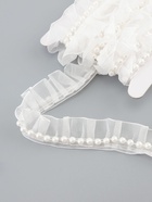 Рюш капроновый, с бусинами, 30 мм, 4.5±0.5 м, белый - Фото 4