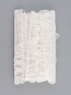 Рюш капроновый, с бусинами, 30 мм, 4.5±0.5 м, белый - Фото 5