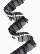 Рюш капроновый, с бусинами, 30 мм, 4.5±0.5 м, чёрный/белый - Фото 2