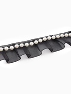 Рюш капроновый, с бусинами, 30 мм, 4.5±0.5 м, чёрный/белый - Фото 3