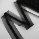 Тесьма декоративная с бисером, 35 мм, 4,5 ± 0,5 м, цвет чёрный - Фото 2