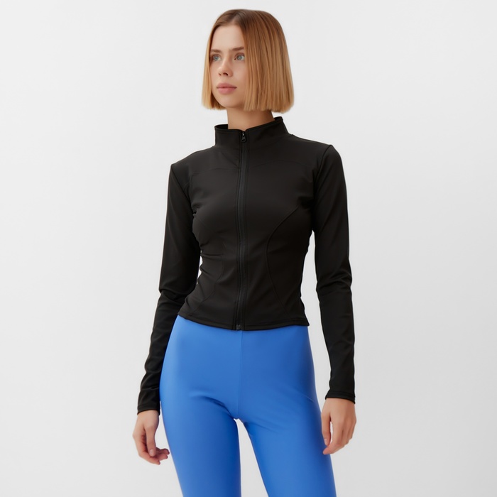 Рашгард женский на молнии MINAKU: SPORTLY; цвет чёрный, р-р XXL - Фото 1