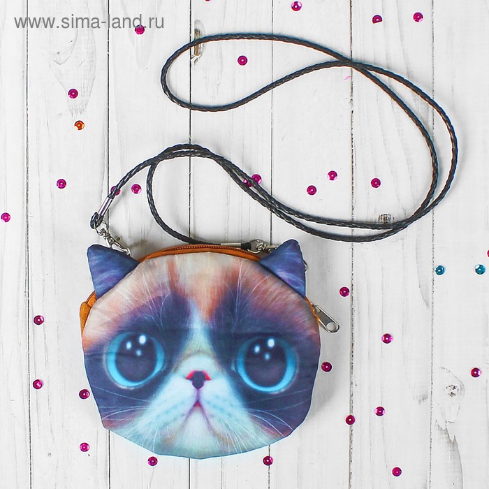 Сумочка «Киса», на верёвочке, с большими глазами - Фото 1
