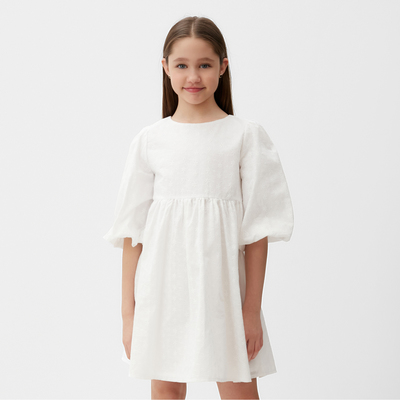 Платье для девочки MINAKU: Cotton collection, белое, рост 116 см