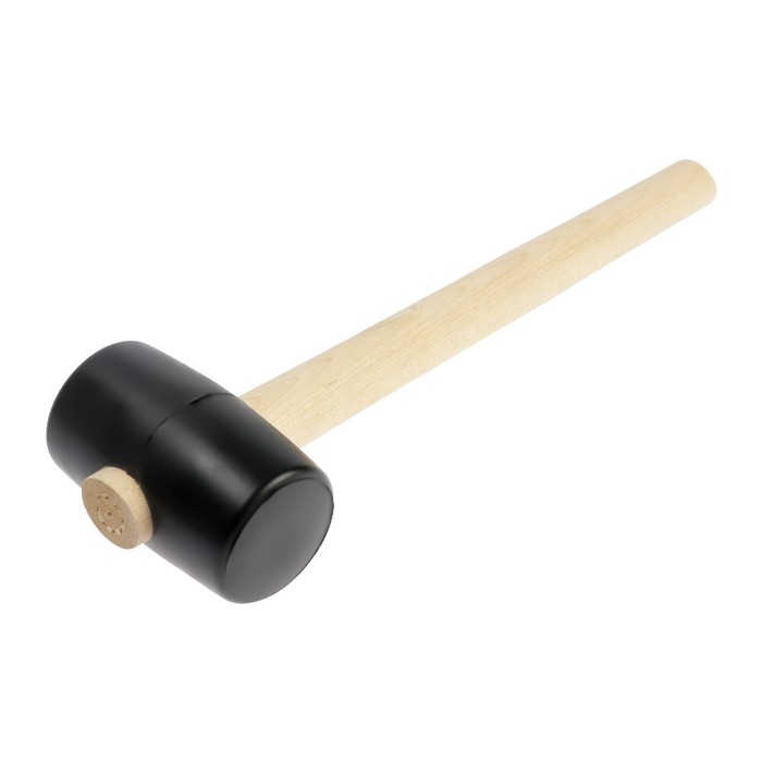 Киянка ЛОМ, деревянная рукоятка, черная резина, 55 мм, 300 г - Фото 1