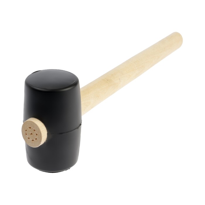 Киянка ЛОМ, деревянная рукоятка, черная резина, 55 мм, 300 г