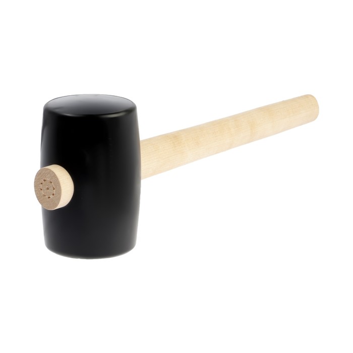 Киянка ЛОМ, деревянная рукоятка, черная резина, 75 мм, 700 г