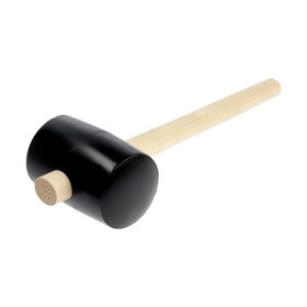 Киянка ЛОМ, деревянная рукоятка, черная резина, 90 мм, 1000 г