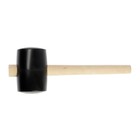 Киянка ЛОМ, деревянная рукоятка, черная резина, 90 мм, 1000 г - Фото 2