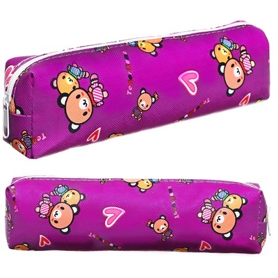 Пенал школьный на молнии Calligrata «Мишки», с принтом фиолетовый