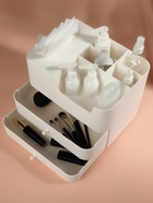 Органайзер для хранения косметики, многоуровневый, 2 ящика, 26×20.7×21.8 см, белый - Фото 4