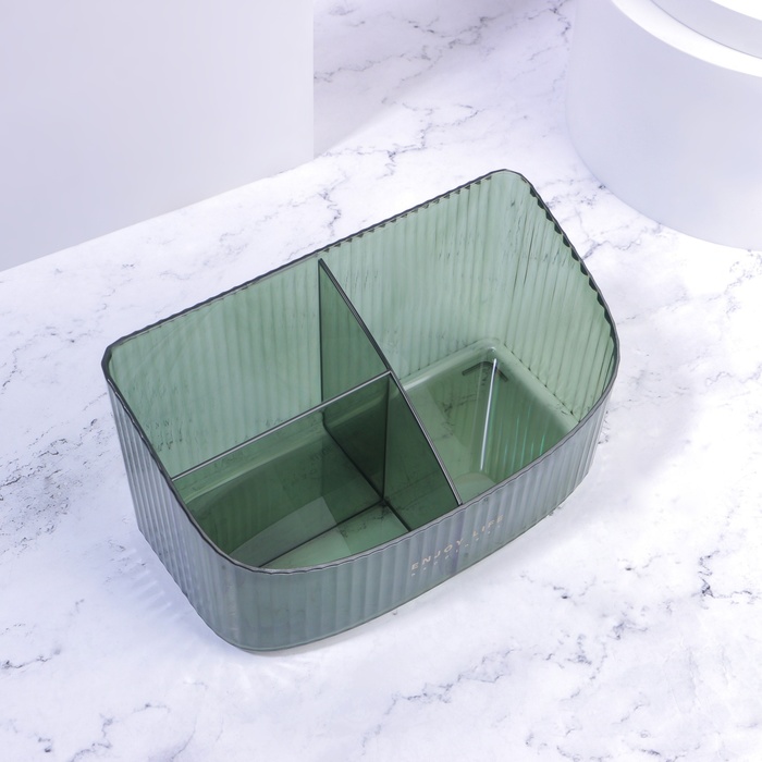 Органайзер для хранения «GREEN», навесной, 3 секции, 18,5 × 9,5 × 10 см, цвет полупрозрачный/зелёный