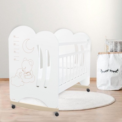 Кровать детская колесо-качалка «Маленькое чудо», 1200×600, белая, Крошка Я