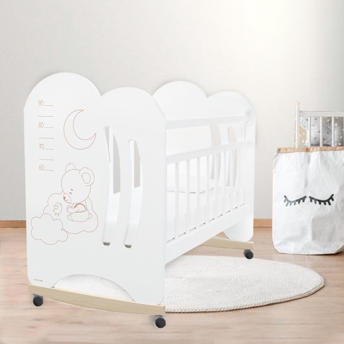 Кровать детская колесо-качалка «Маленькое чудо», 1200×600, белая, Крошка Я - Фото 1