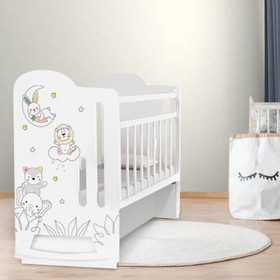 Кровать детская колесо-качалка с маятником 1200х600 Baby time, Крошка Я (белый) 10414547