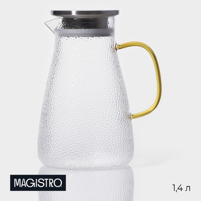 Кувшин для воды «Сара», 1.4 л, 16.5×12.5×20.5 см, с металлической крышкой, стекло, прозрачный