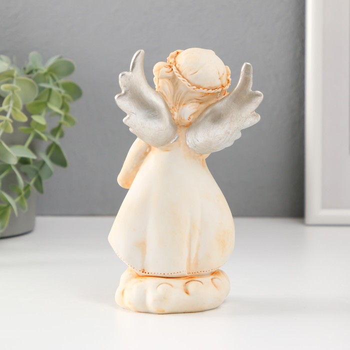 Сувенир полистоун "Ангел в звёздном платье и венке с серебристыми крыльями" МИКС 15,3 см
