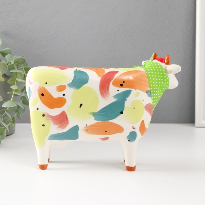 Сувенир керамика "Корова с косынкой" разноцветные пятна 21,8х8х15,8 см