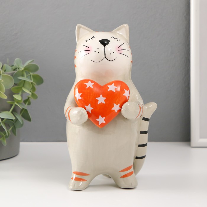 Сувенир керамика "Рыжик кот с сердечком в звёздочку" 12,2х11,2х20 см