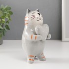 Сувенир керамика "Серый котик с сердцем в горох" 8,2х7,8х15 см - Фото 4
