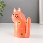Сувенир керамика "Котик рыжий, с цветами, хвост трубой" 10,2х6,3х12,3 см - Фото 2