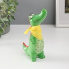 Фигурка керамика «Крокодил с косынкой», ярко-зелёный, 9.3×6×16.3 см - Фото 1