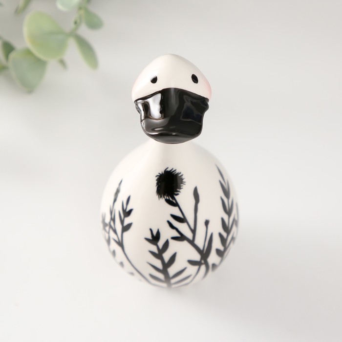 Сувенир керамика "Утка. Разнотравье" бело-чёрный" 8,5х8,5х13,5 см