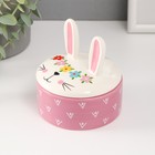 Шкатулка для украшений «Зайка с веночком», керамика, 10×10×10.3 см - Фото 2