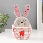 Шкатулка для украшений «Зайка в яйце», керамика, серо-красный, 11.8×7.2×20.8 см - Фото 1