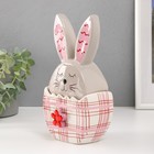 Шкатулка для украшений «Зайка в яйце», керамика, серо-красный, 11.8×7.2×20.8 см - Фото 2