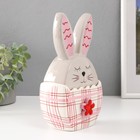 Шкатулка для украшений «Зайка в яйце», керамика, серо-красный, 11.8×7.2×20.8 см - Фото 4