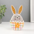 Шкатулка для украшений «Зайка в яйце», керамика, серо-жёлтый, 8×5.4×14.2 см - Фото 1