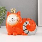 Копилка керамика "Спящая рыжая кошка в короне" 16,2х10,3х12,6 см - Фото 1