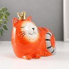 Копилка керамика "Спящая рыжая кошка в короне" 16,2х10,3х12,6 см - Фото 4
