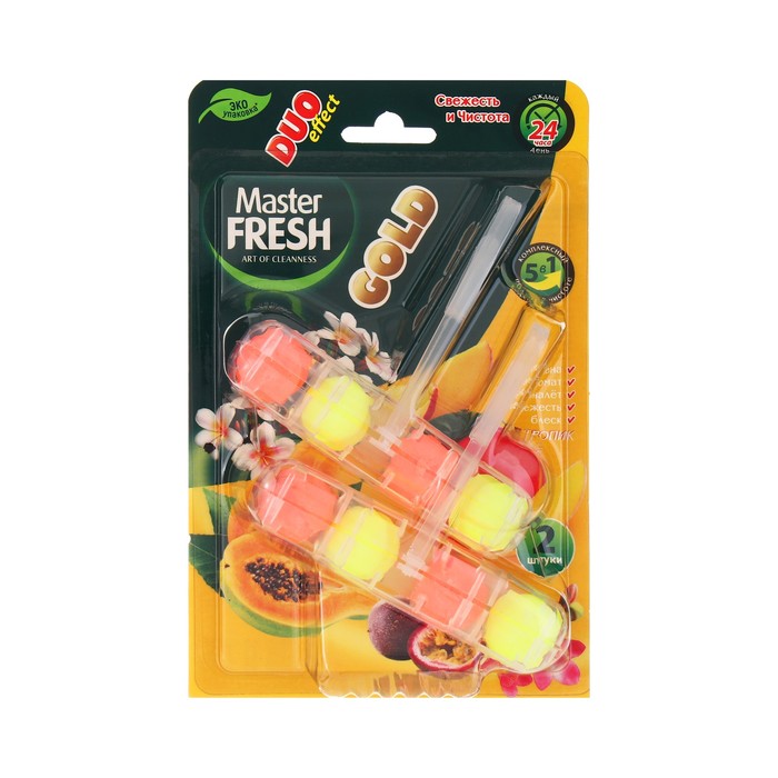 

Блок для унитаза Master FRESH, DUO EFFECT 5в1 формула GOLD, тропик, 2 шт