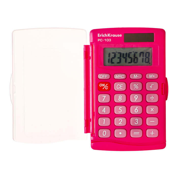 Калькулятор карманный 8-разрядов ErichKrause PC-103 Neon, розовый - Фото 1
