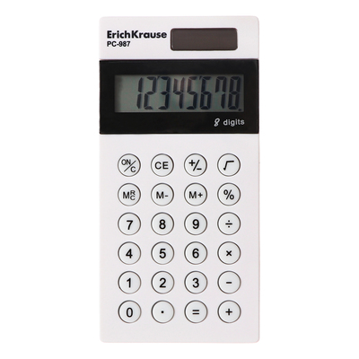 Калькулятор карманный 8-разрядов ErichKrause PC-987 Classic, белый