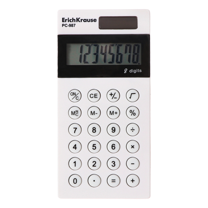 Калькулятор карманный 8-разрядов ErichKrause PC-987 Classic, белый - Фото 1