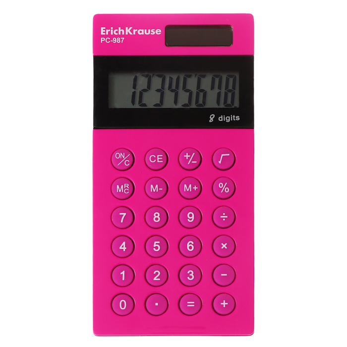 Калькулятор карманный 8-разрядов ErichKrause PC-987 Neon, розовый - Фото 1